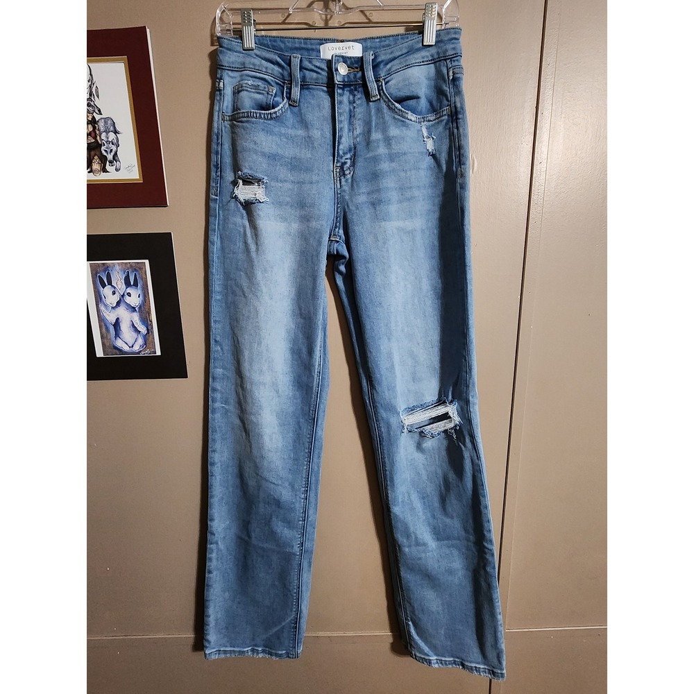 Lovervet by Vervet Straight Leg Distressed Jeans 27/5 Light Blue